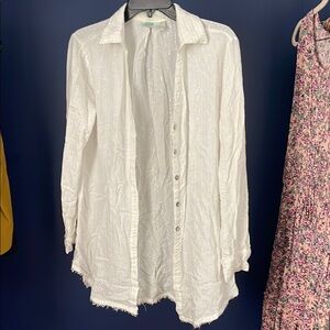 White Button-Up Women's Top Swin suit cover